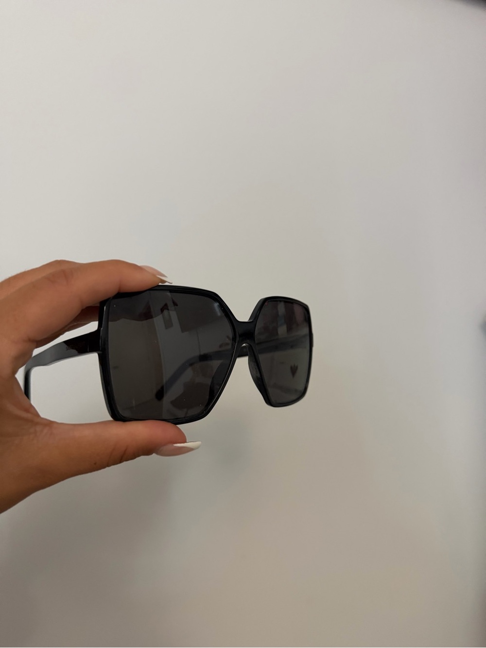 Saint Laurent Black Oversized Geometric Shield Sunglasses